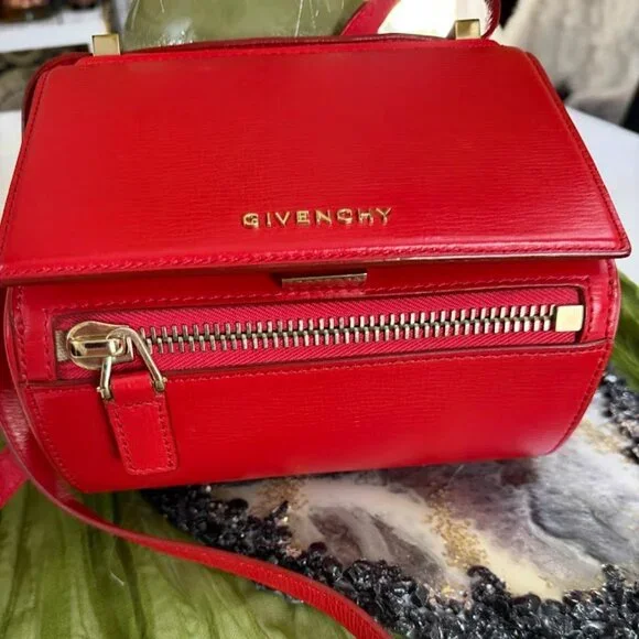Givenchy Pandora Mini Crossbody Bag Red Leather Authentic - Picture 2 of 12